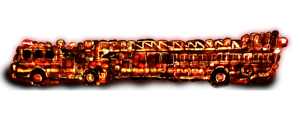 Firetruck Made of Carved Jack O'Lanterns